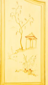 A Venetian Style Painted and Parcel Gilt Bureau Cabinet