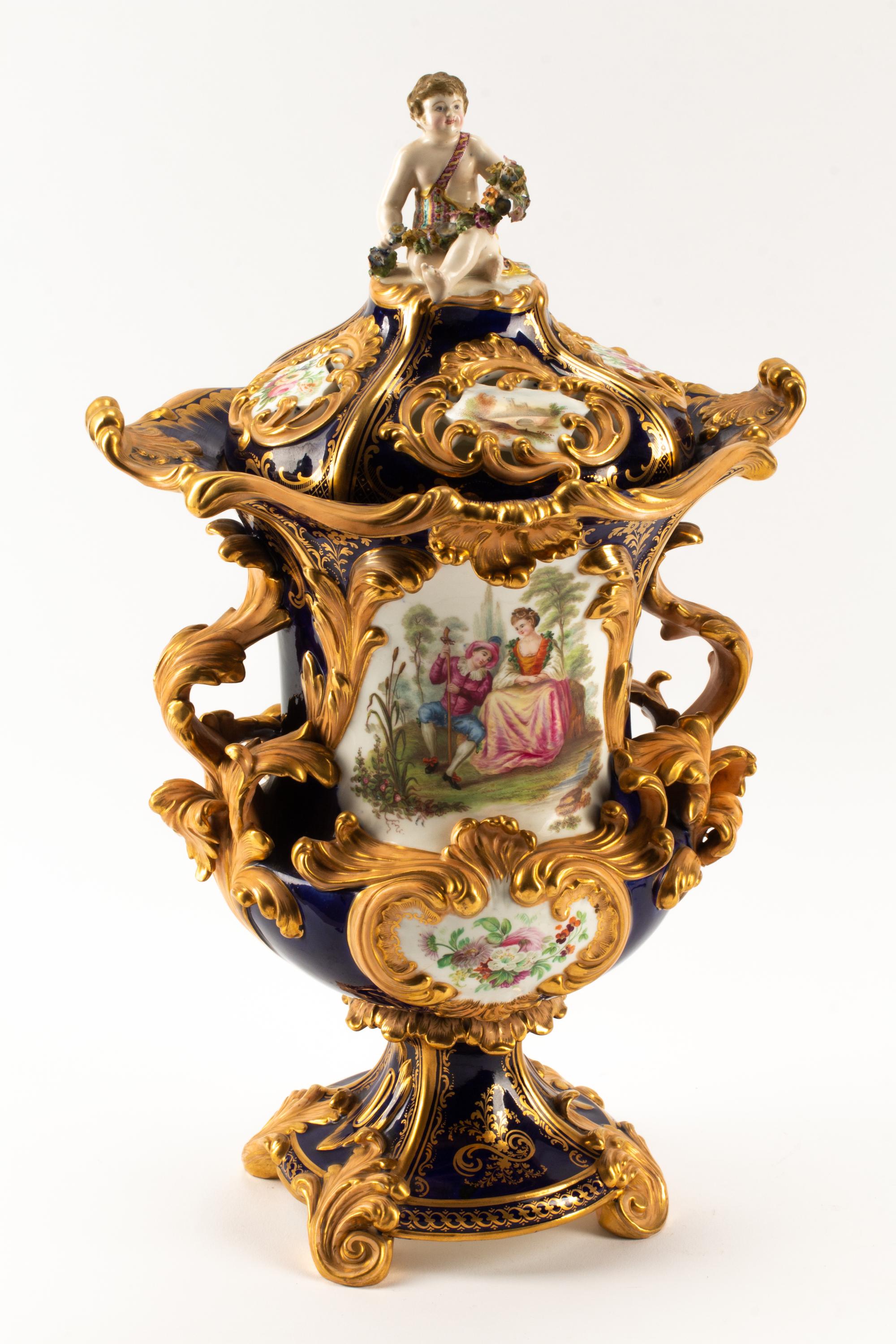 A Minton Porcelain Vase and Cover
