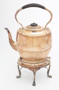 An English Silver-plate Kettle on Lampstand Height 14 inches. — A&N CS