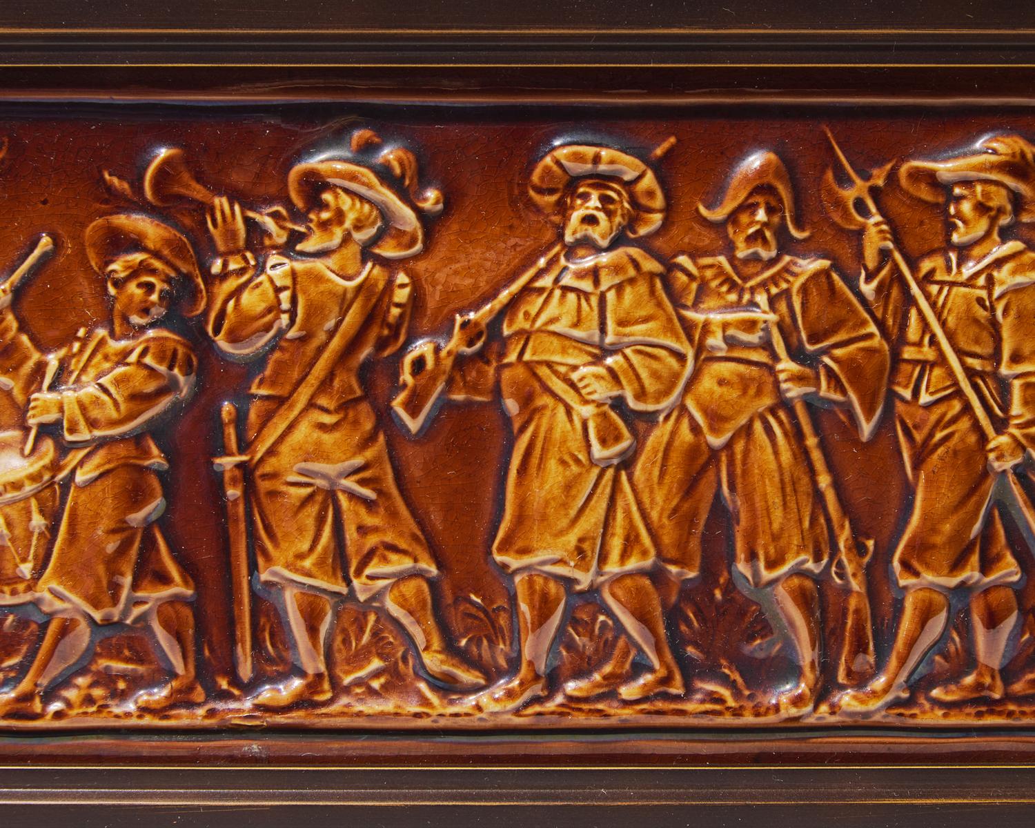 Two Framed Wedgwood Majolica Figural Relief Plaques