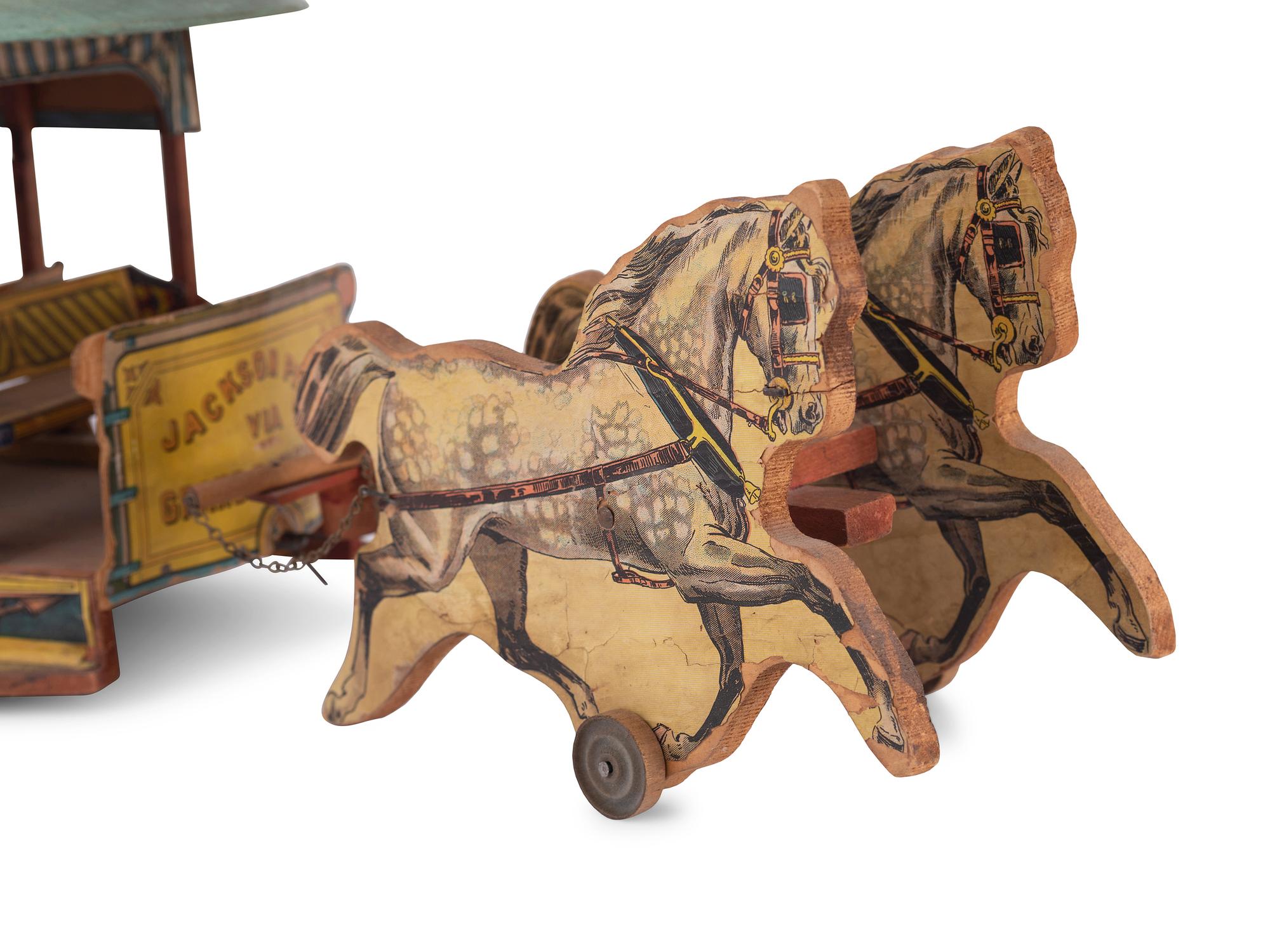 A R. Bliss Manufacturing Columbian Exposition Lithograph Paper on Wood Toy Horse-Drawn Trolley