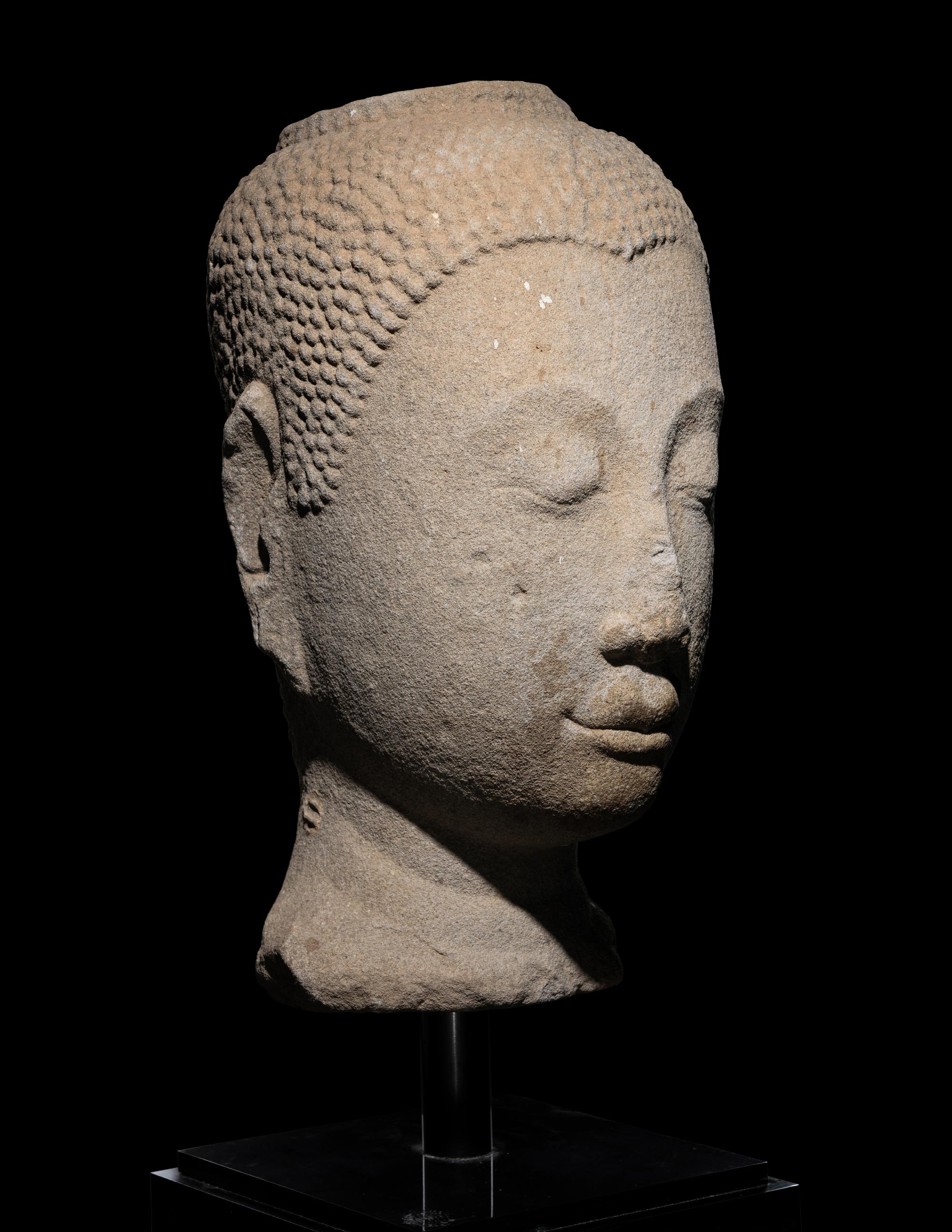 A Thai Sandstone Head of Buddha