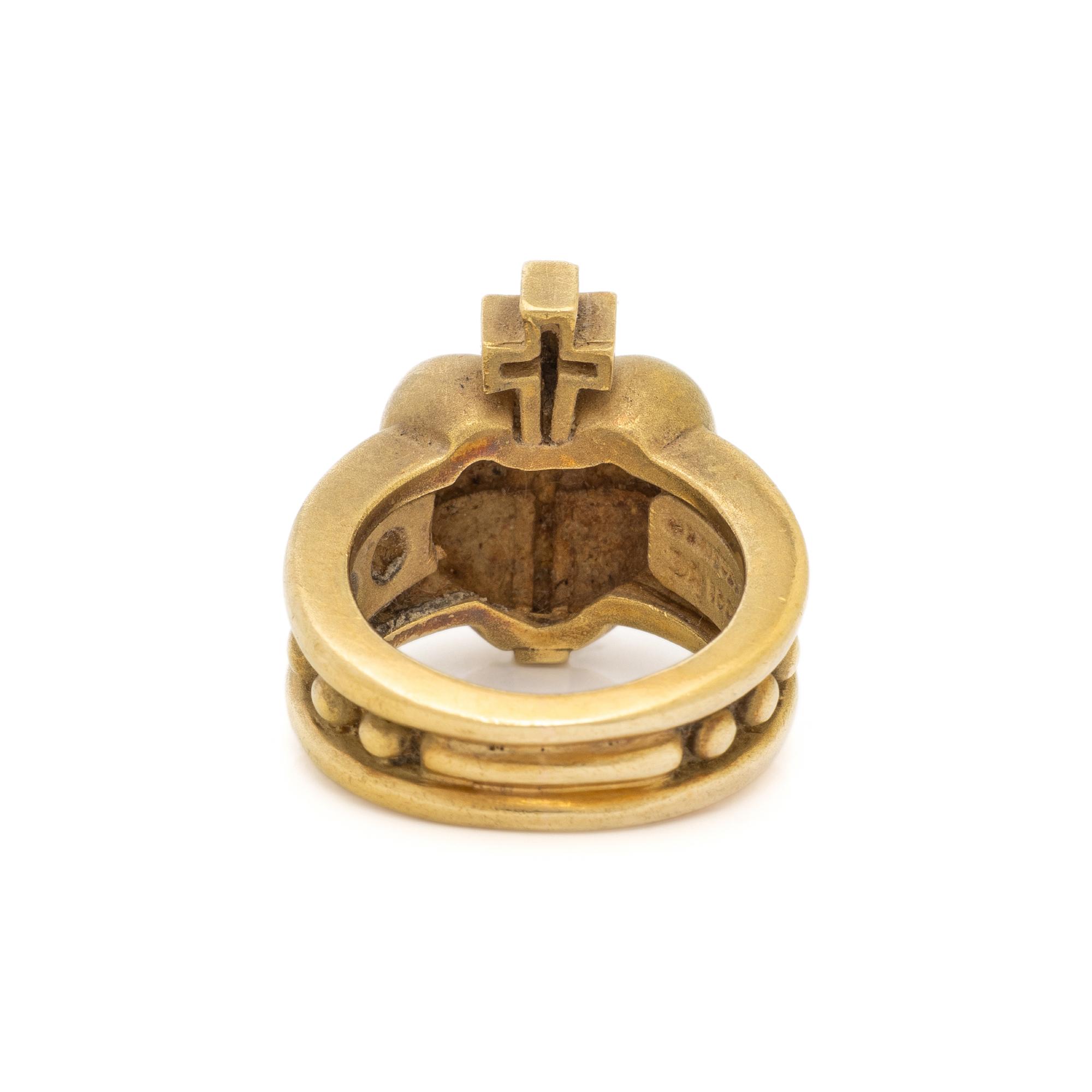 KIESELSTEIN-CORD, YELLOW GOLD HEART CROSS RING