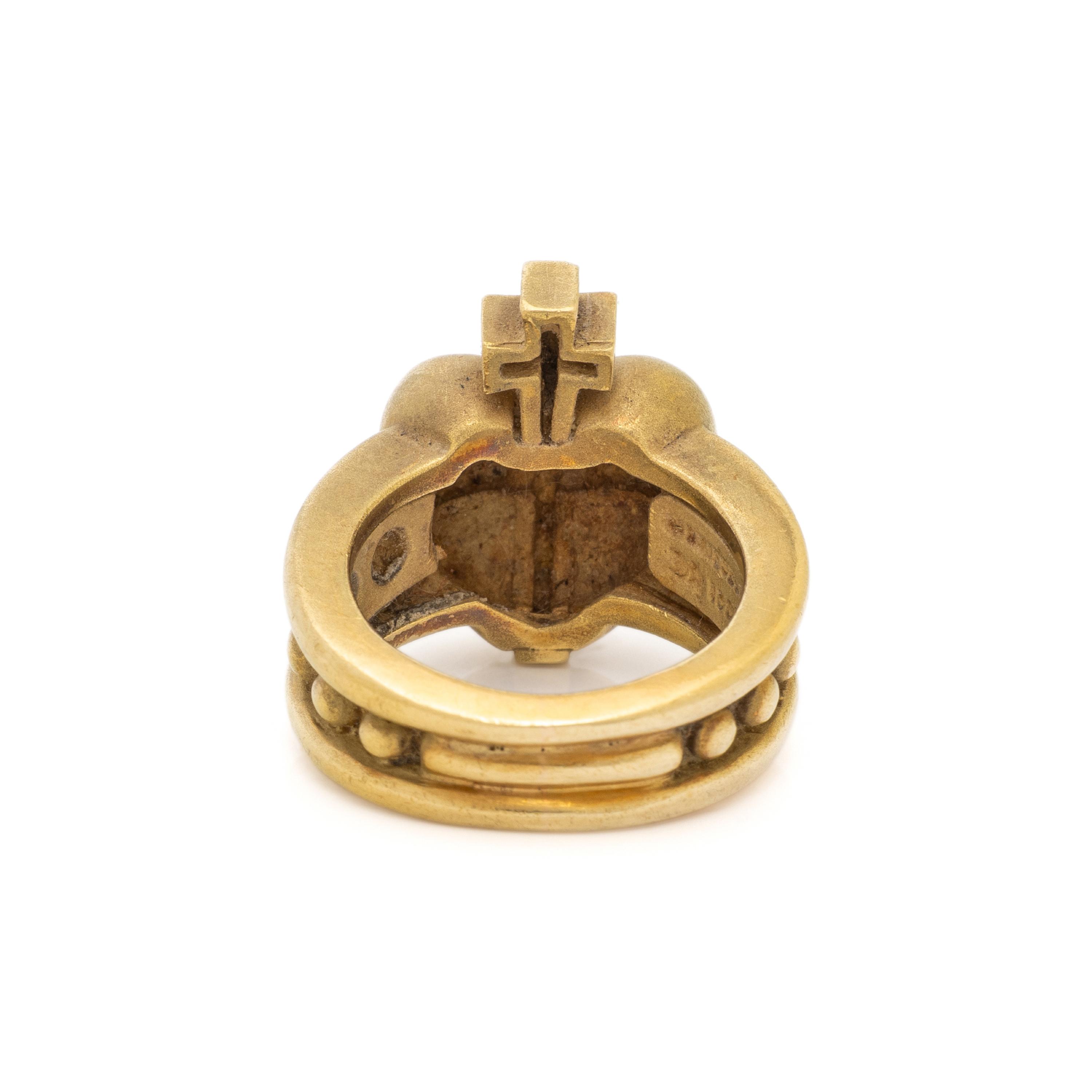 KIESELSTEIN-CORD, YELLOW GOLD HEART CROSS RING