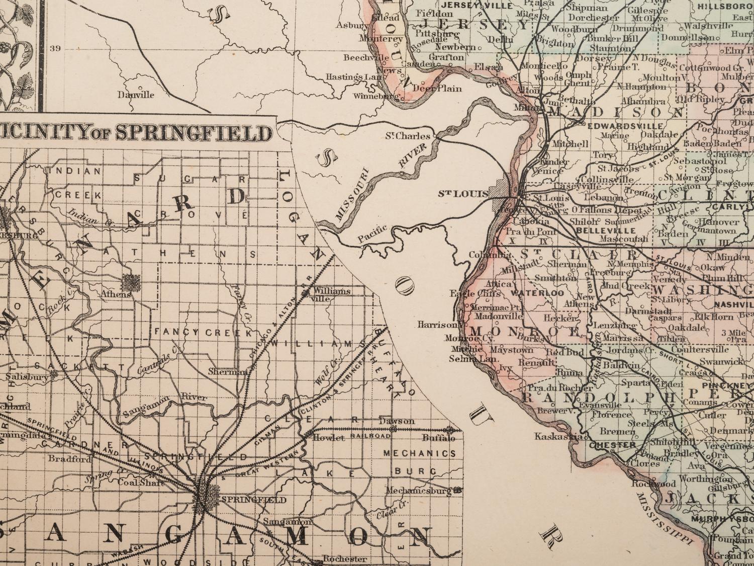 Five Framed Maps Pertaining to Illinois and the Surrounding States