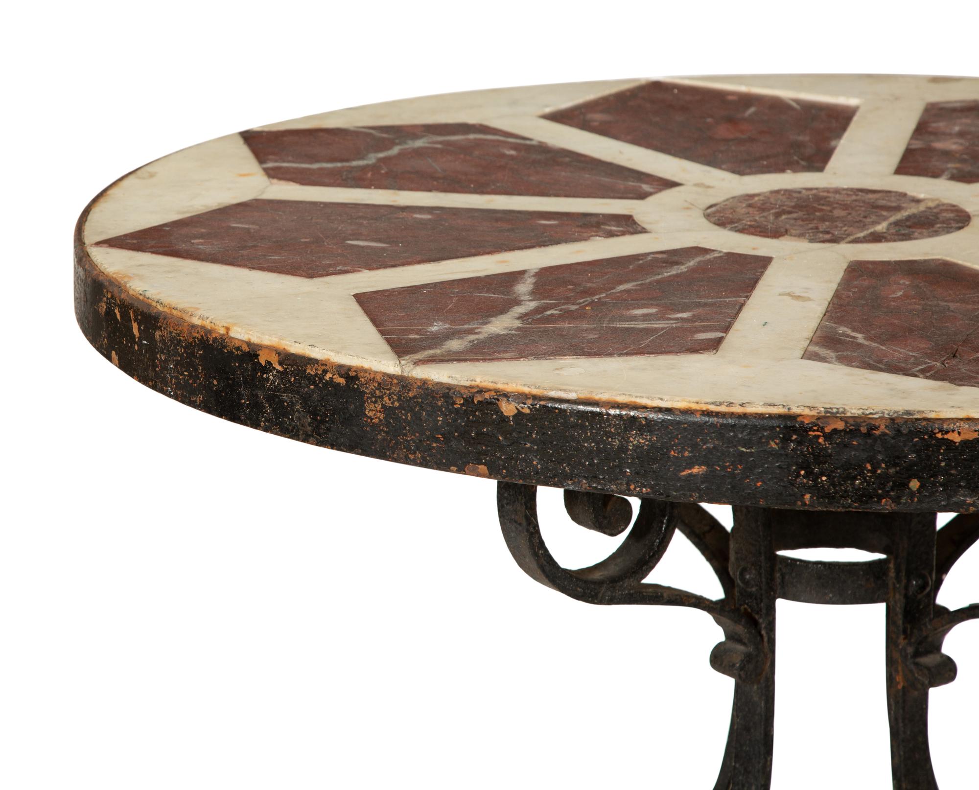 A French Marble and Iron Center Table