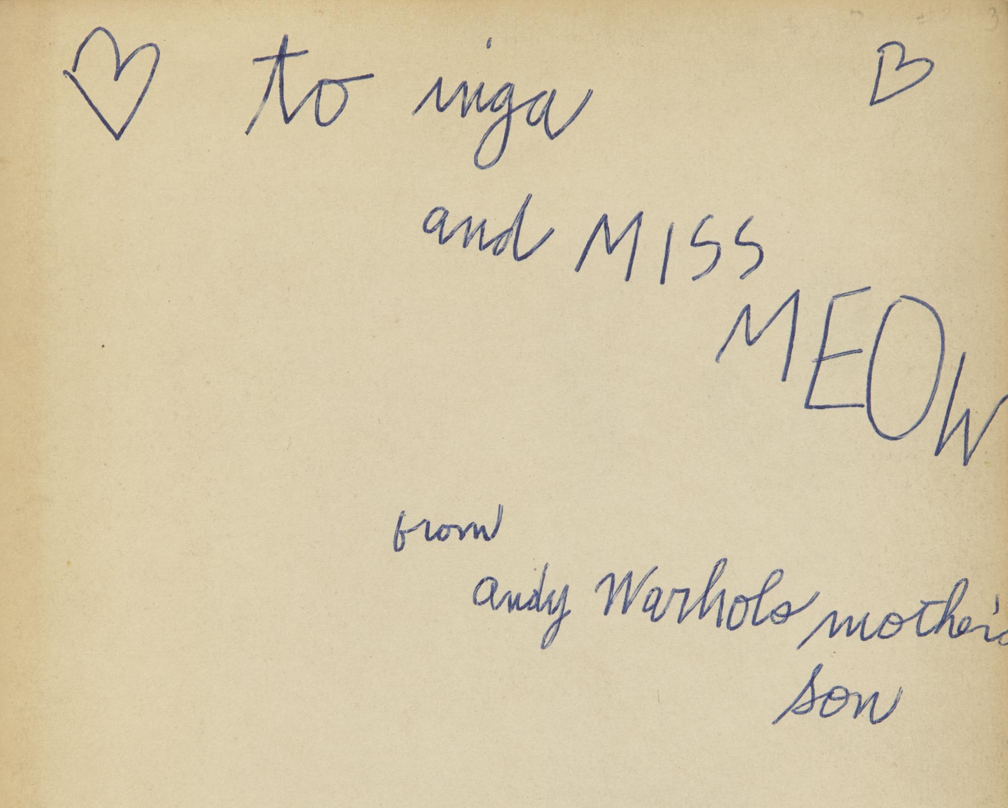 Warhol, Andy (Warhola, Julia). Holy Cats by Andy Warhol's Mother