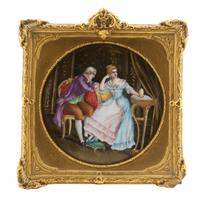 A French Enamel on Copper Roundel, Diameter of roundel 4 7/8 inches.