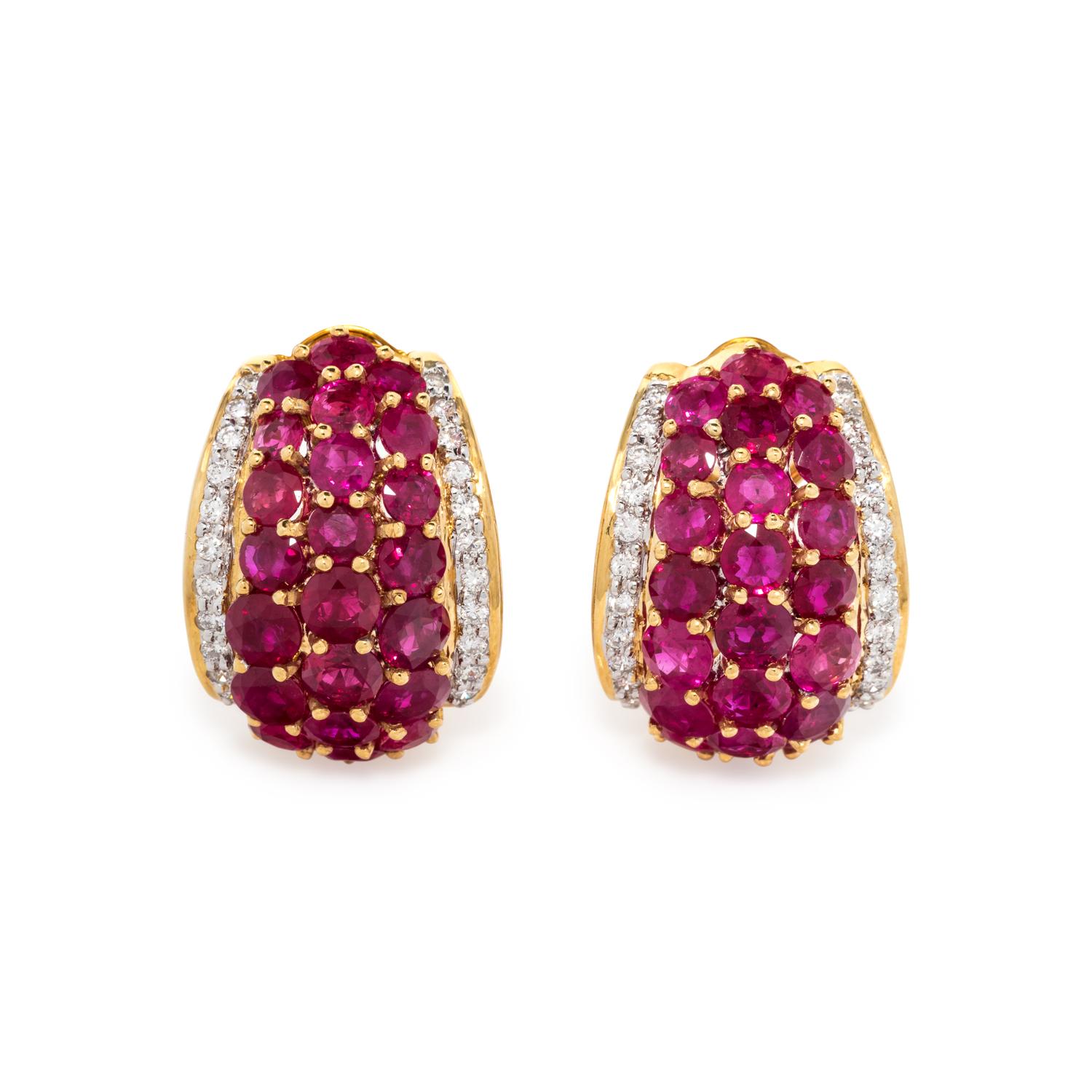 RUBY AND DIAMOND EARCLIPS