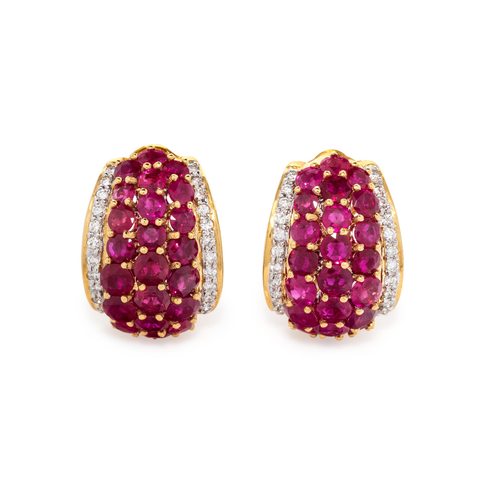 RUBY AND DIAMOND EARCLIPS