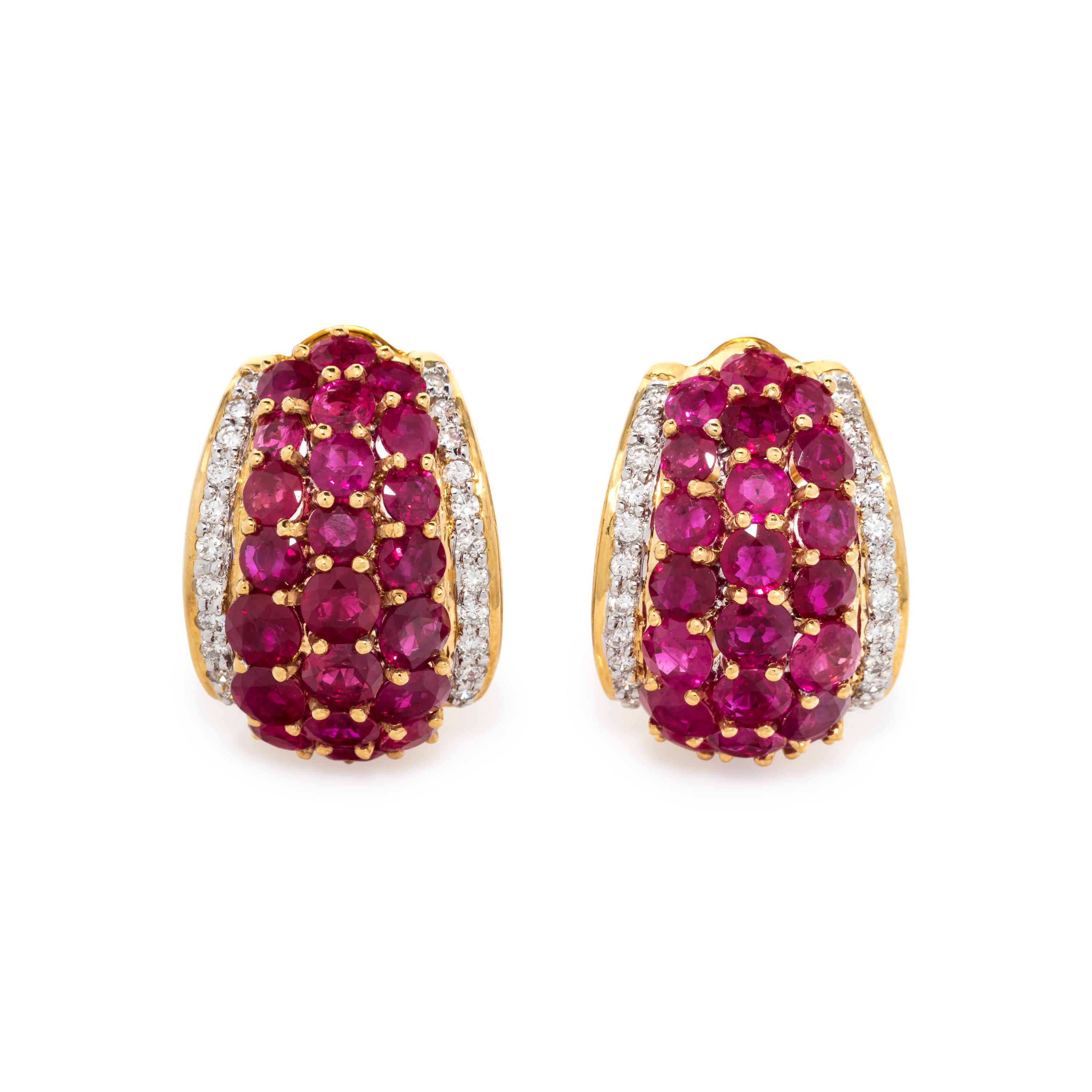 RUBY AND DIAMOND EARCLIPS