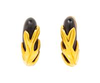 Isabel Canovas Wood Leaf Earclips, 1980s