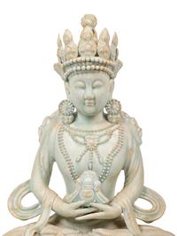 A Large Chinese Qingbai Glazed Porcelain Guanyin