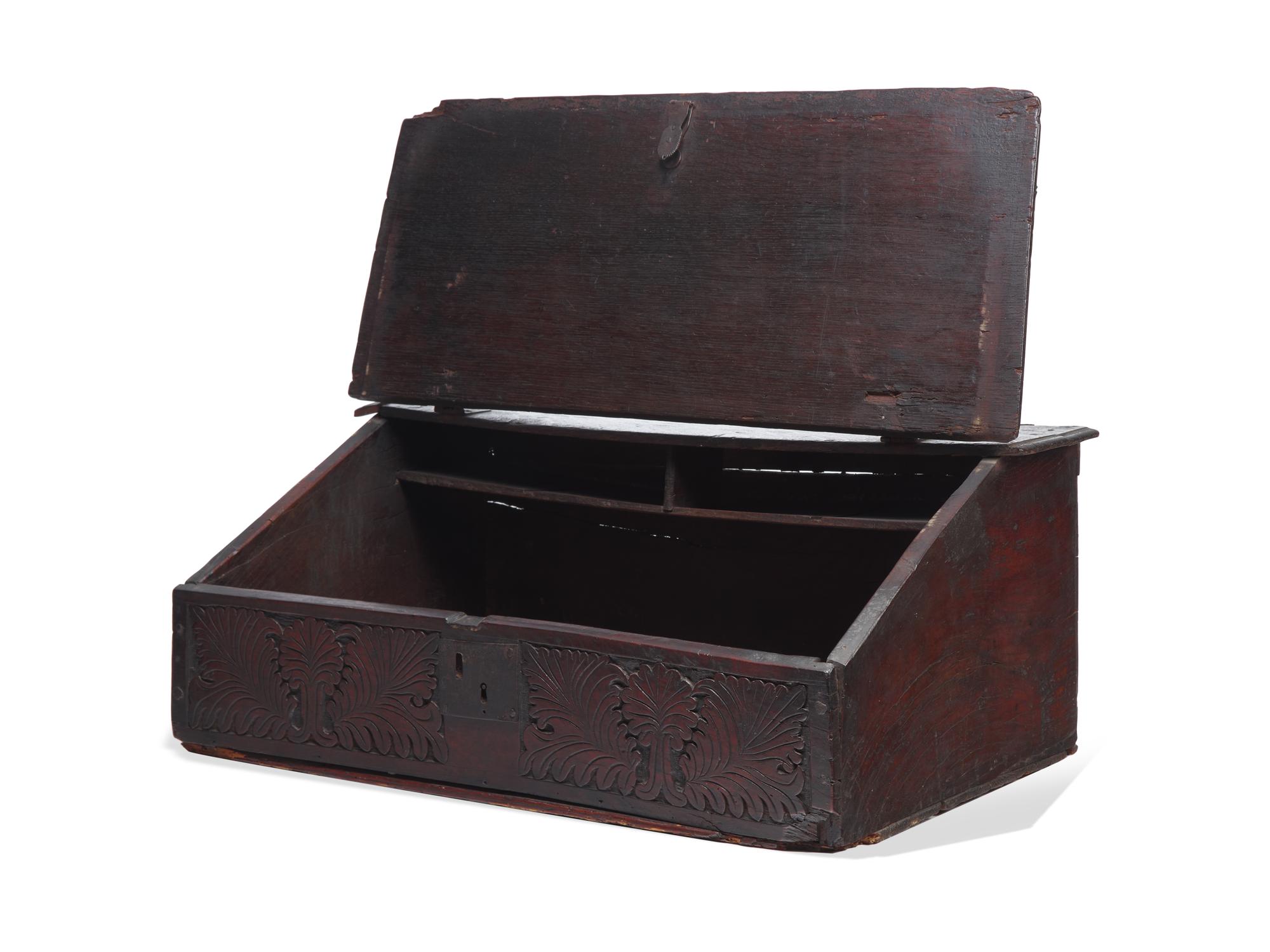 A William and Mary Carved Oak Document Box