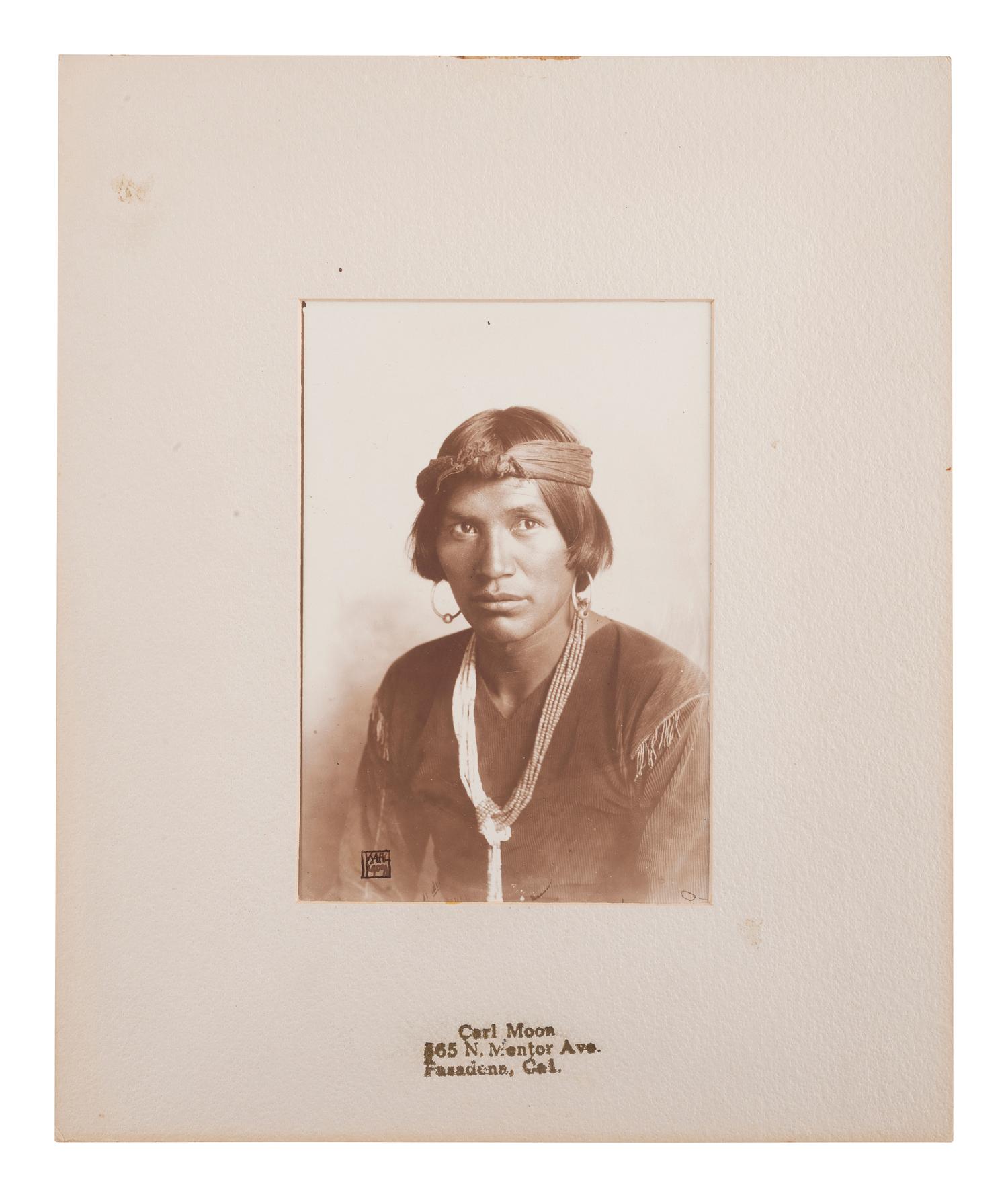 [NATIVE AMERICANS]. MOON, Carl (1879-1948). 3 photographs of male Native American subjects.