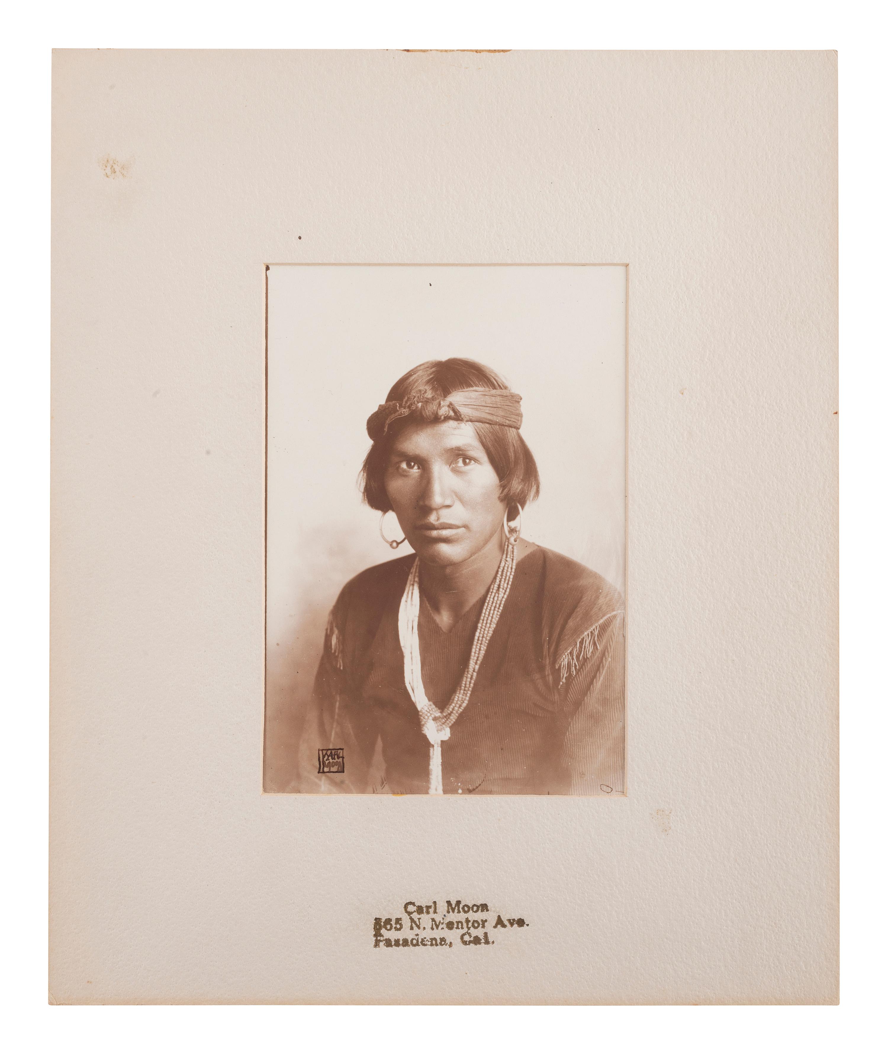 [NATIVE AMERICANS]. MOON, Carl (1879-1948). 3 photographs of male Native American subjects.