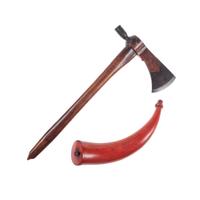 Red Painted Percussion Altered Smooth Rifle with Powder Horn & Pipe Tomahawk