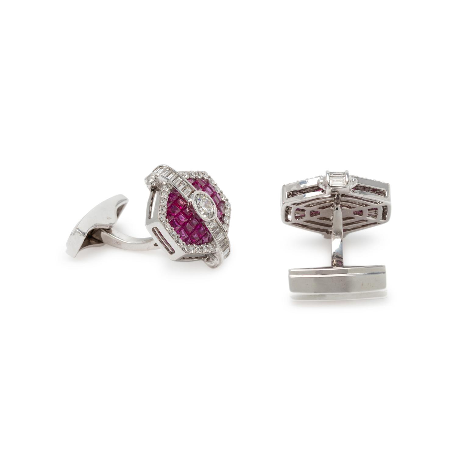 DIAMOND AND RUBY CUFFLINKS