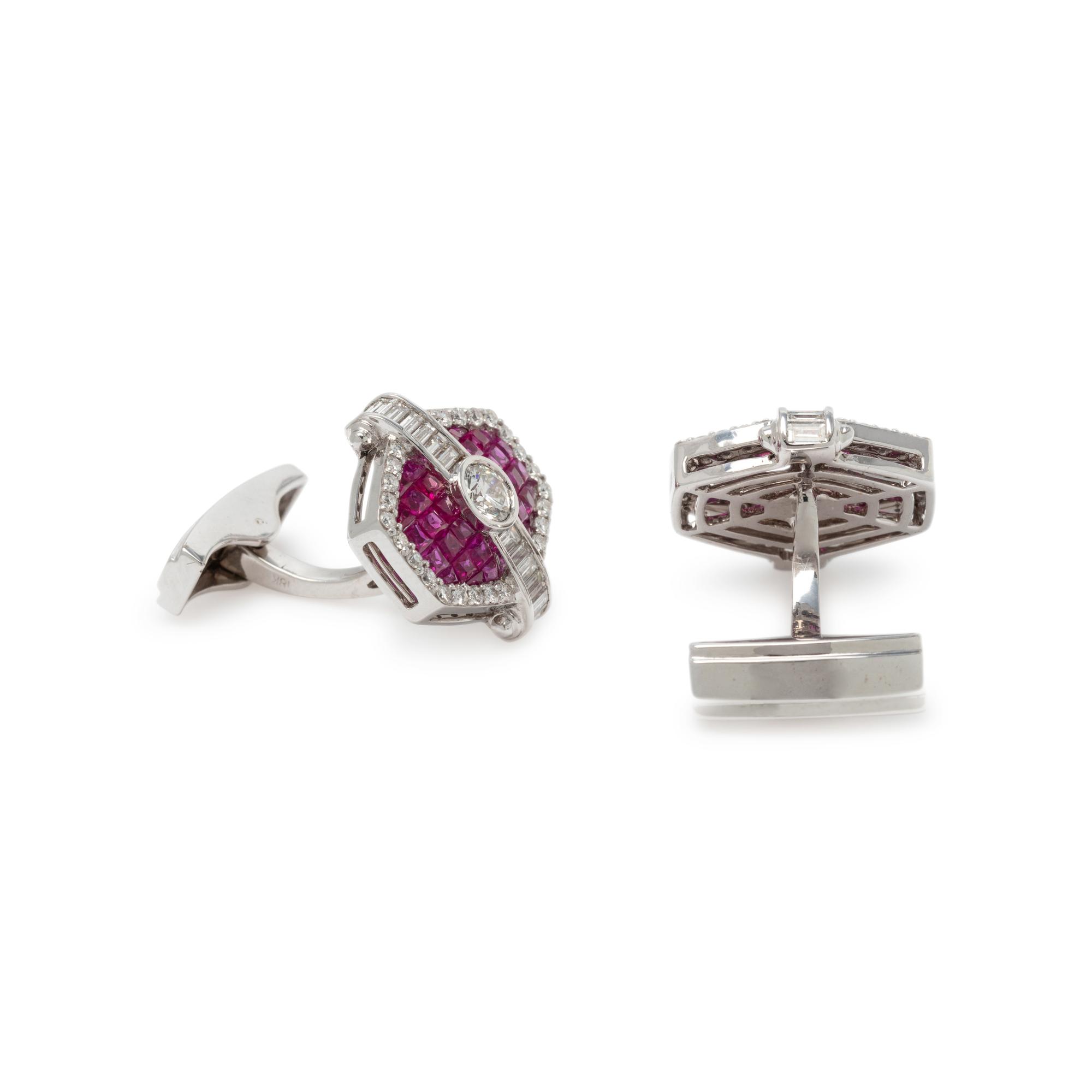 DIAMOND AND RUBY CUFFLINKS