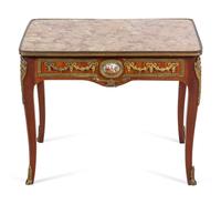 A Louis XV Style Gilt Metal Mounted Marble-Top Low Table