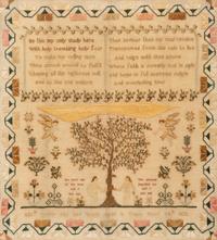 An English Needlework Embroidered Schoolgirl’s Adam and Eve Sampler