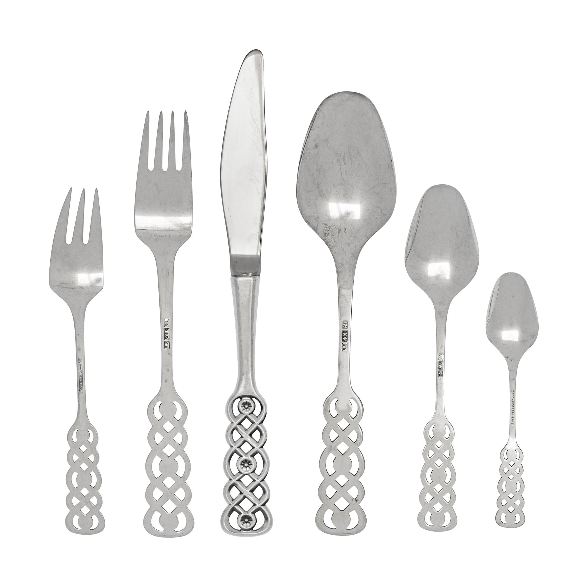 A Norwegian Silver Flatware Service