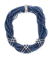 SAPPHIRE, DIAMOND, AND WHITE GOLD BEADED TORSADE NECKLACE