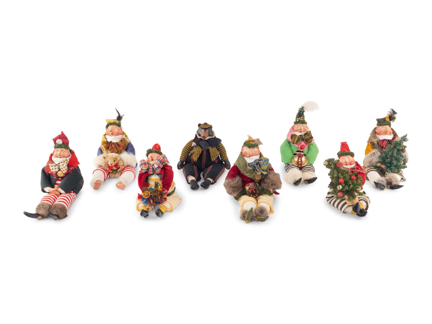 A Group of Eight Papier-Mâché Figures of Elves