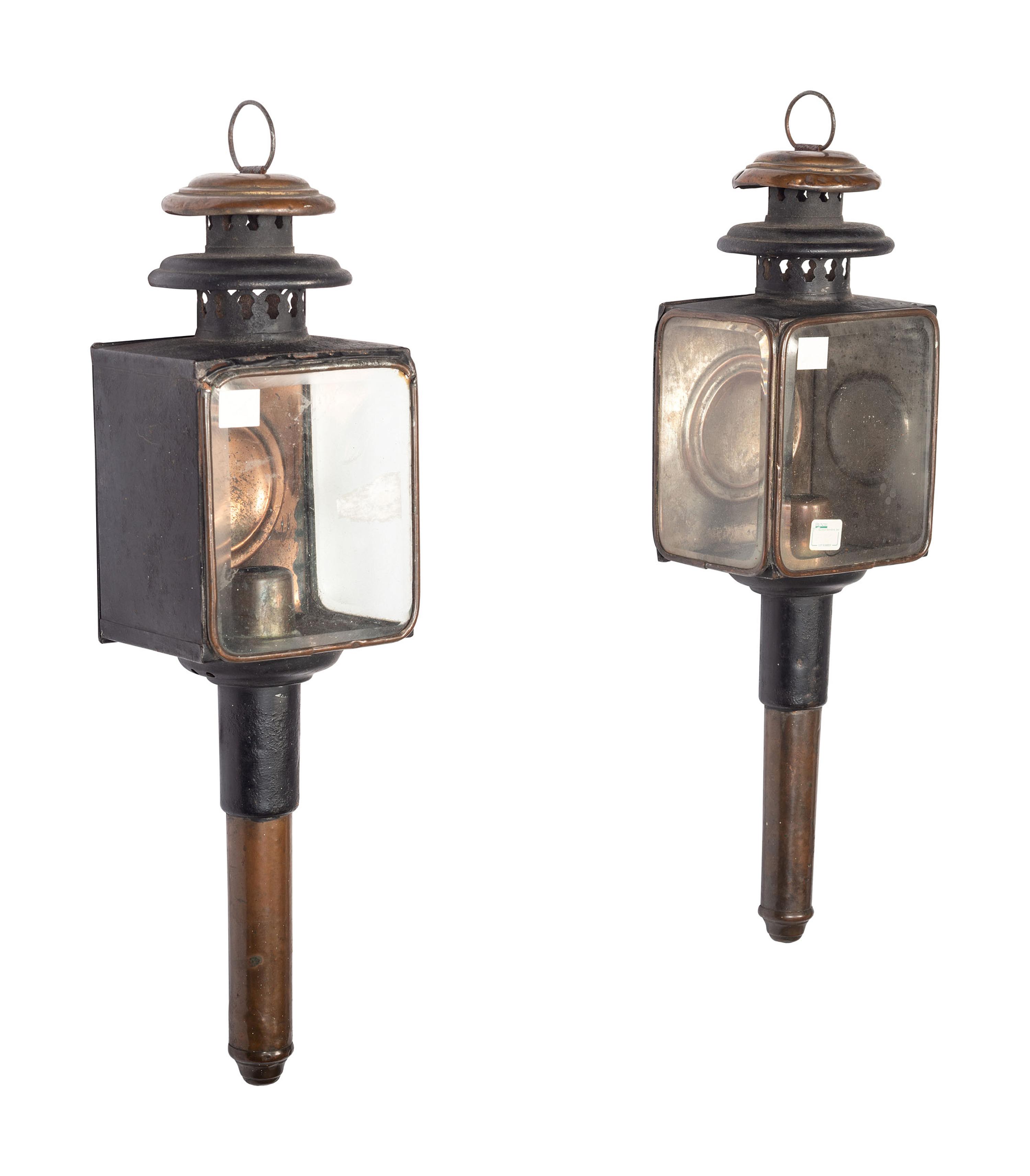 A Pair of Copper and Tin Carriage Lanterns