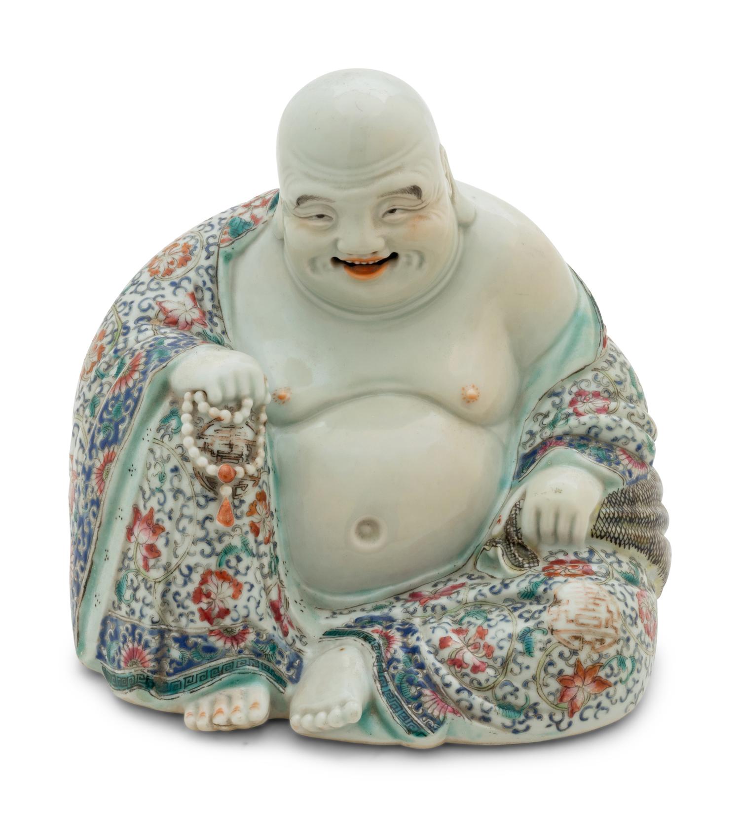 A Chinese Famille Rose Porcelain Figure of Buddha