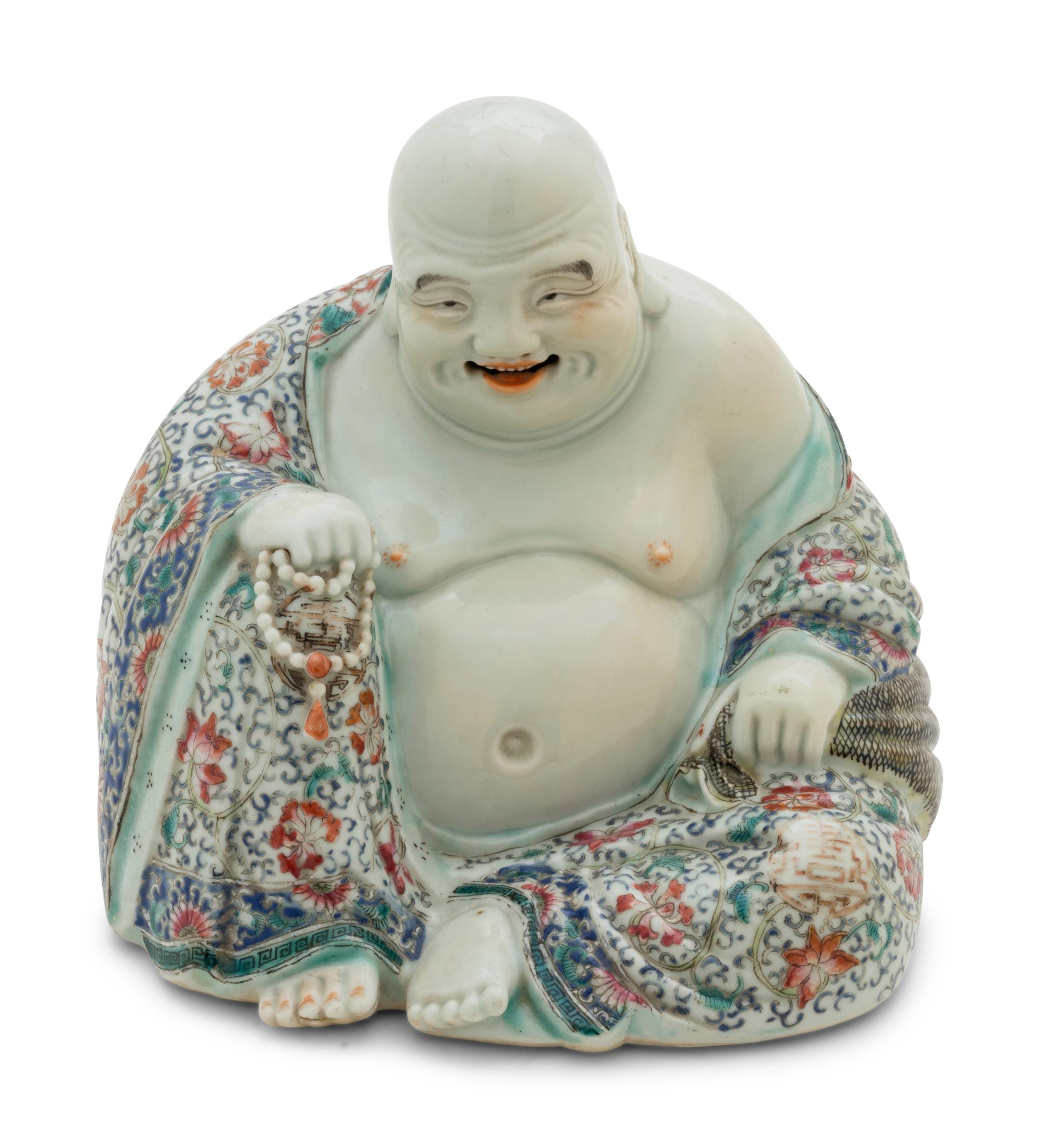 A Chinese Famille Rose Porcelain Figure of Buddha