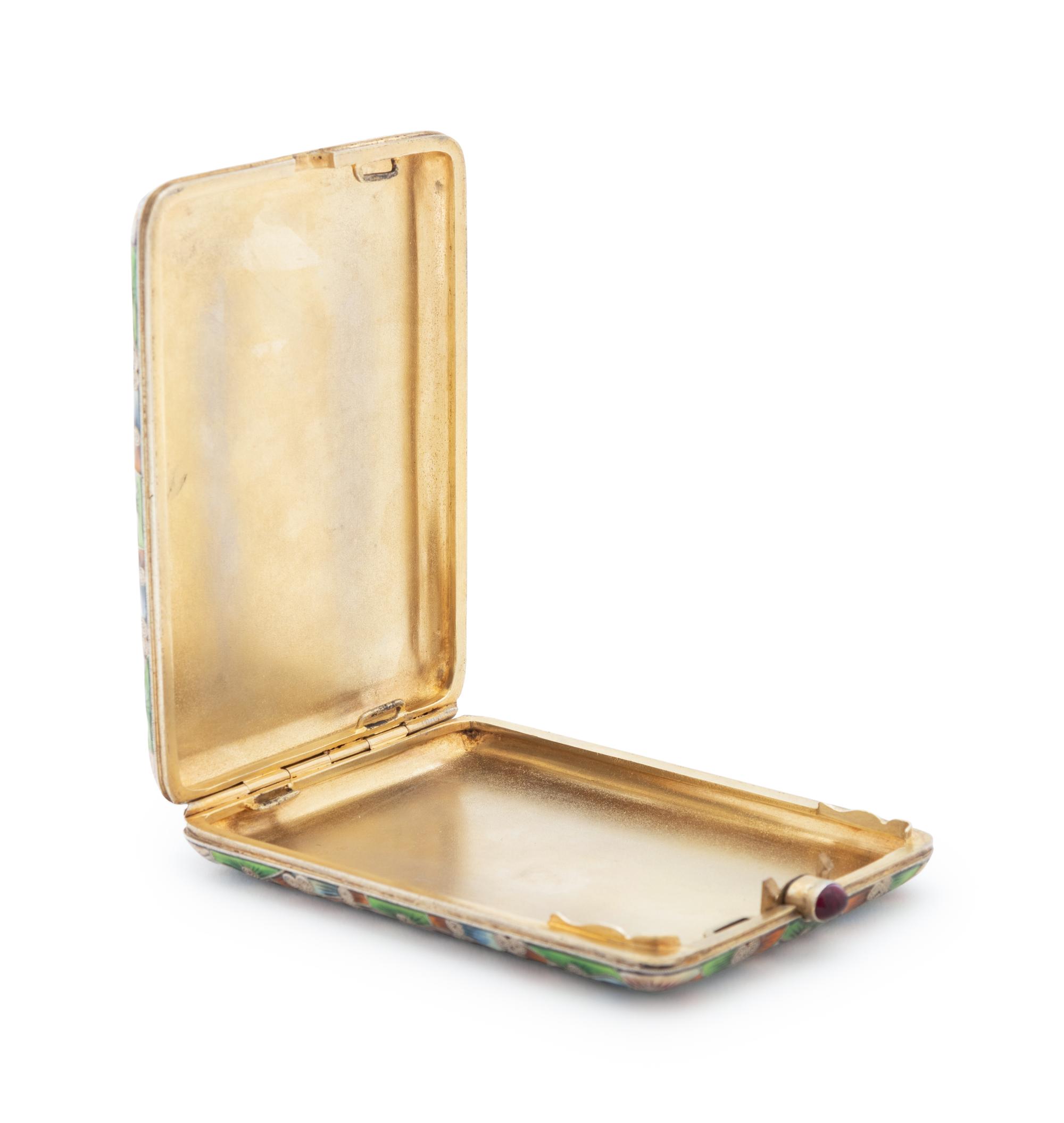 A Russian Silver and Shaded Enamel Cigarette Case
