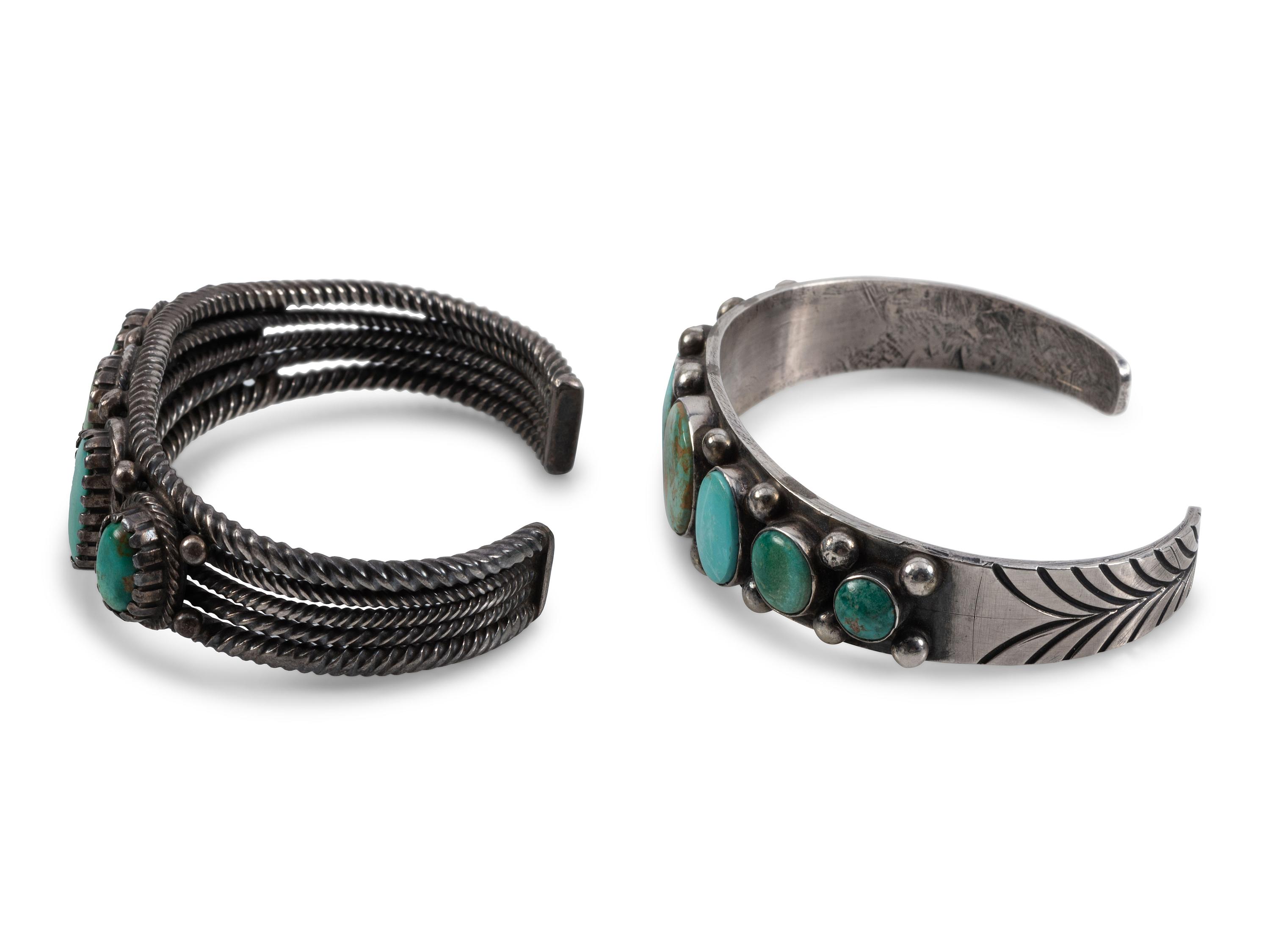 Navajo Silver and Turquoise Cuff Bracelets