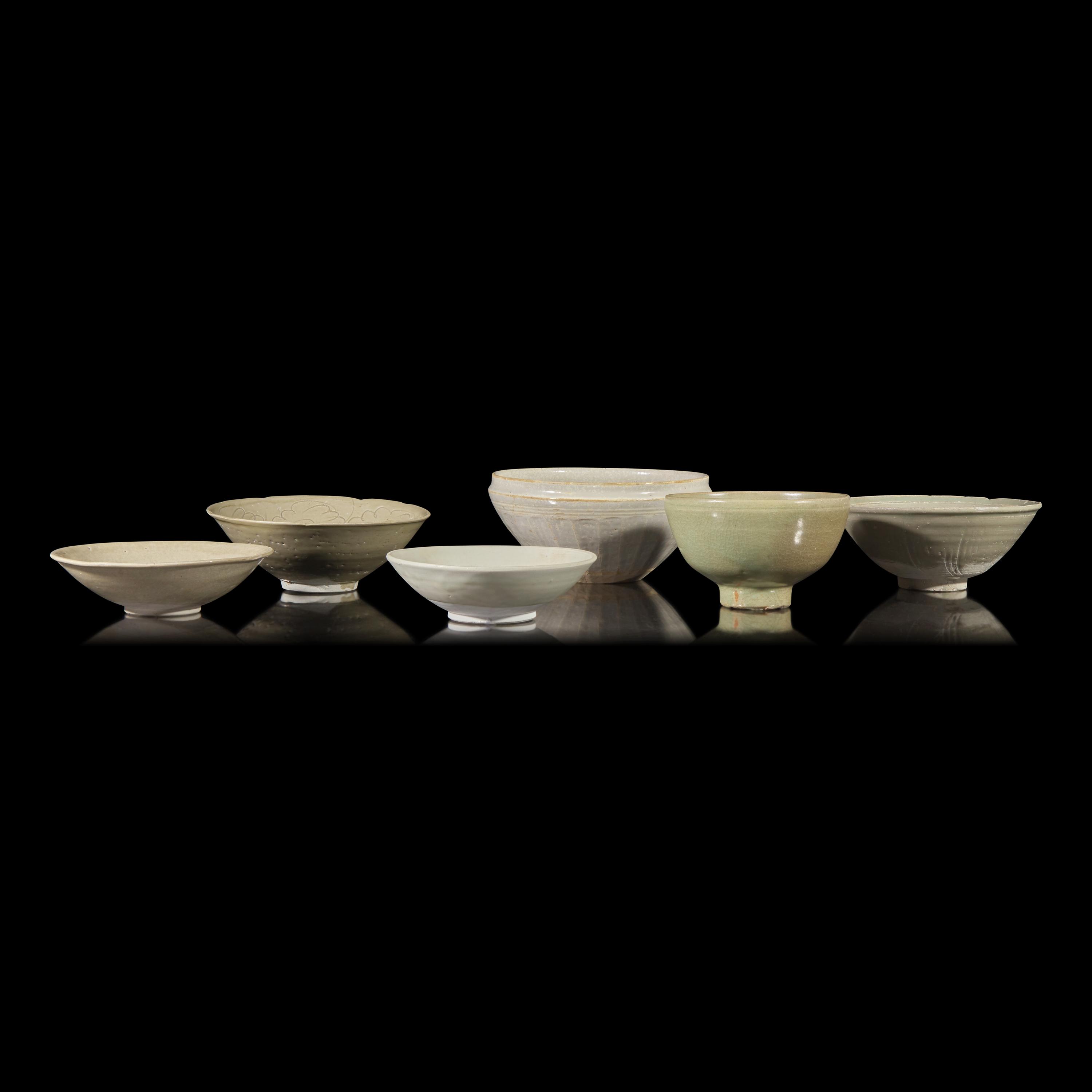 Eight Southeast Asian Celadon and Whiteware Bowls, 14th-16th Century