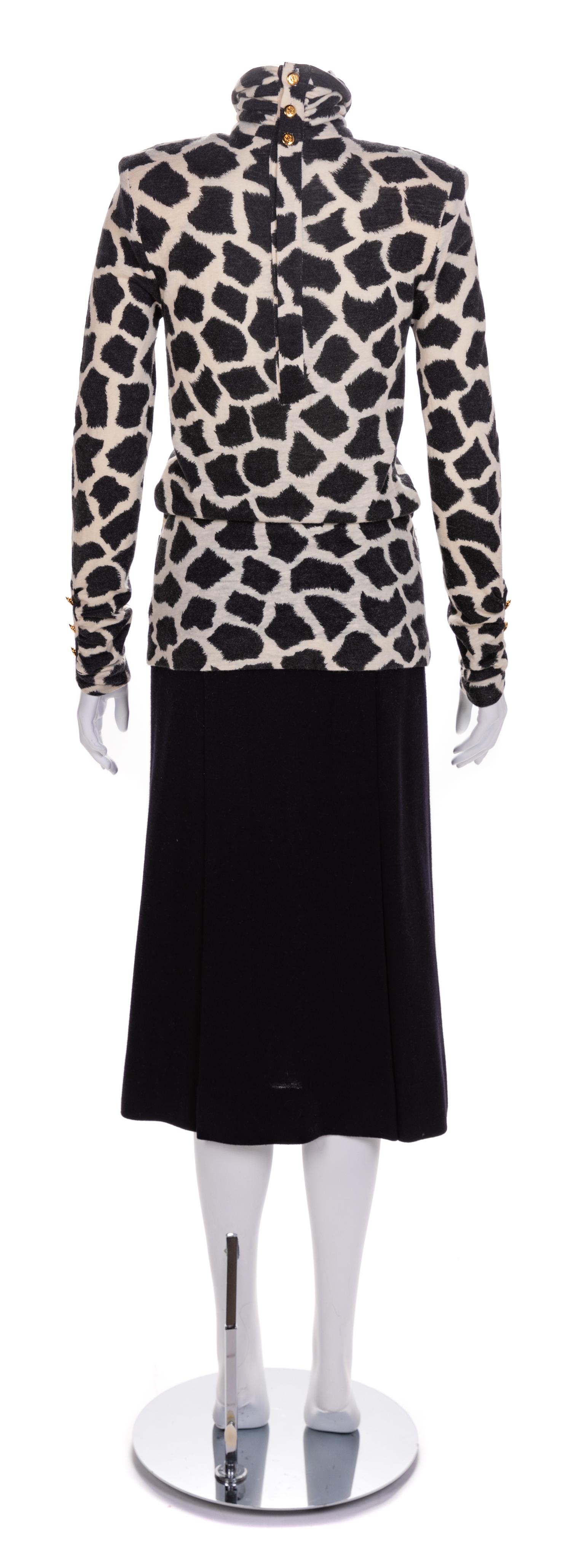 Chanel Two-Piece Animal Print Knit Dress, 1980s No size label