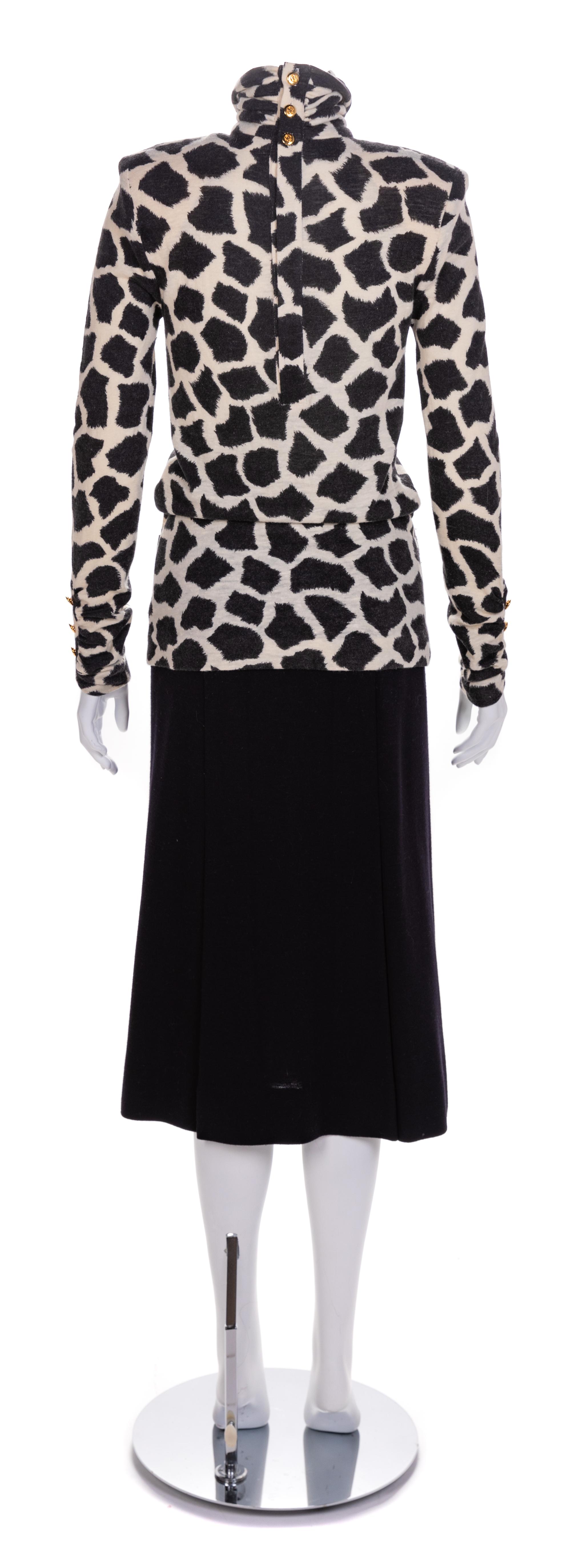 Chanel Two-Piece Animal Print Knit Dress, 1980s No size label