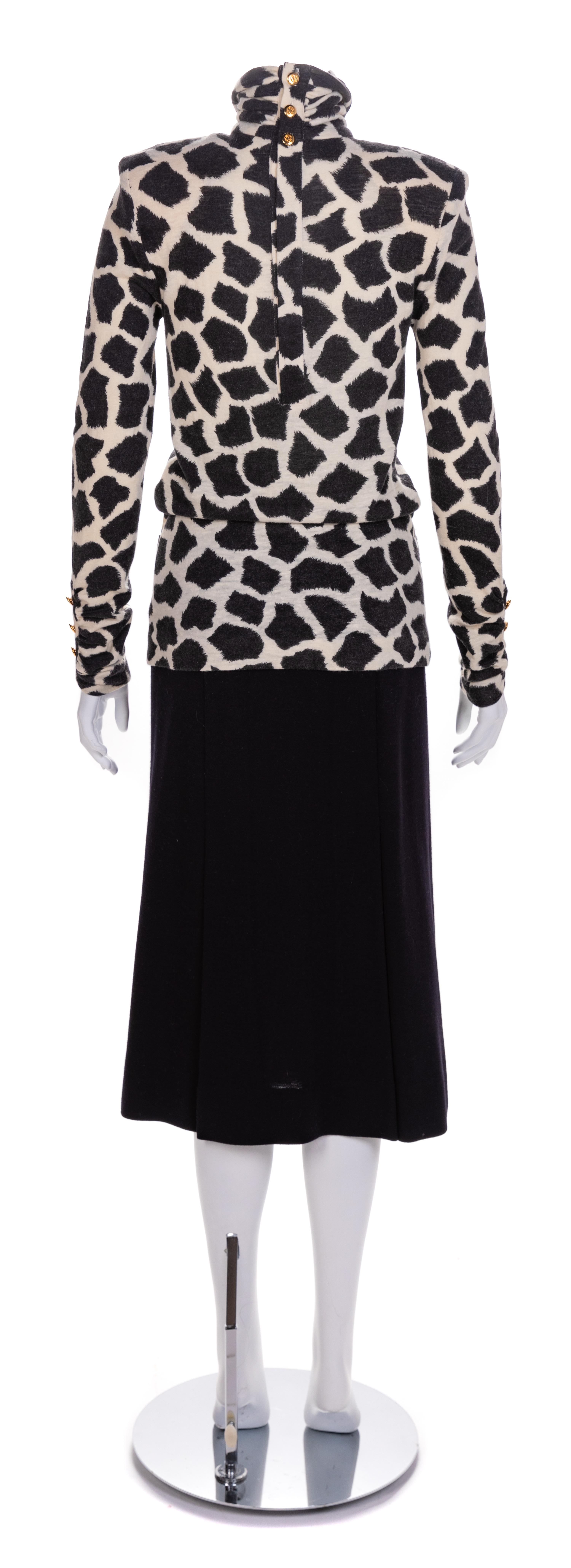 Chanel Two-Piece Animal Print Knit Dress, 1980s No size label