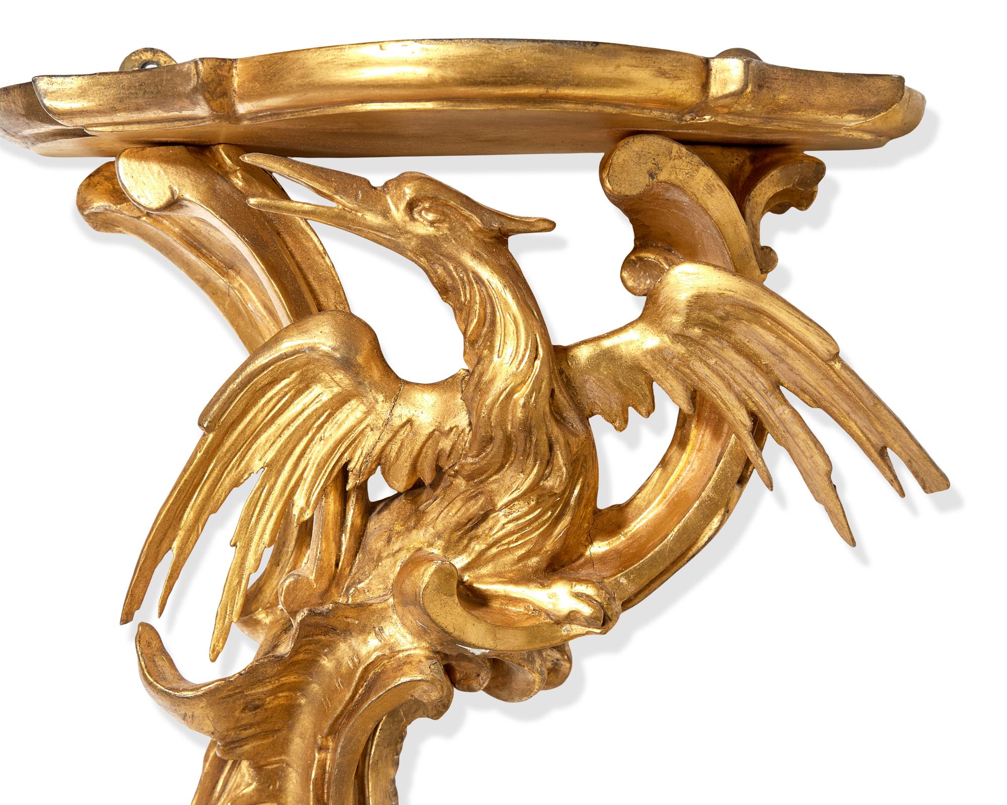 A Pair Of Chippendale Carved And Gilded Wall Brackets