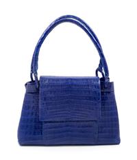 A Nancy Gonzalez Blue Columbian Crocodile Handbag, 13" x 9" x 2.75"; Handle drop: 7".