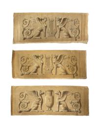 Three Neoclassical Painted Canvas Panels