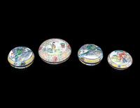 Four Chinese Canton Enamel on Copper Covered Boxes