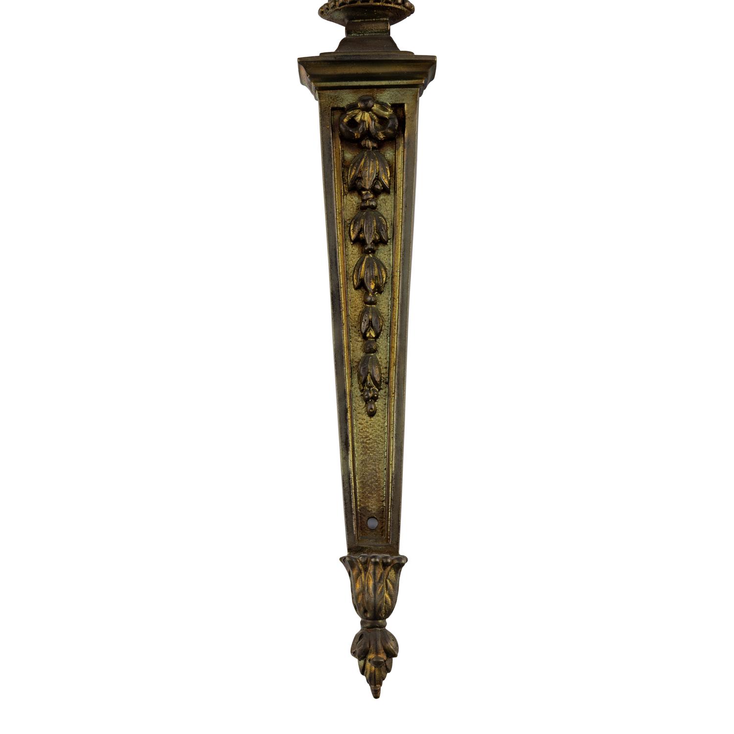 A Pair of Louis XVI Style Bronze Three-Light Sconces