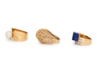 A Collection of Yellow Gold Rings,