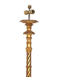 An Italian Giltwood Pedestal Table and a Torchère Mounted as a Floor Lamp