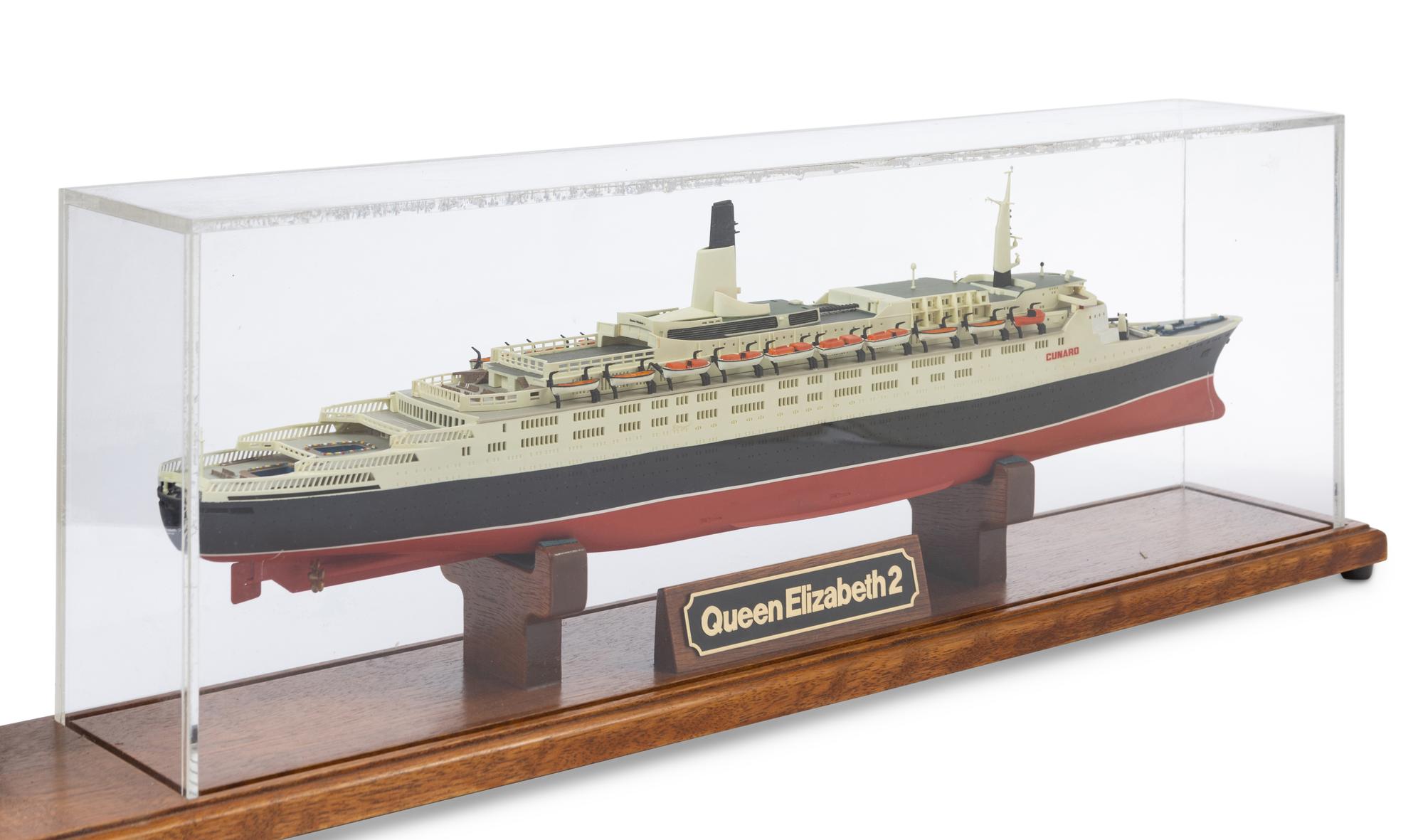 A Cased Model of the Cunard Queen Elizabeth II