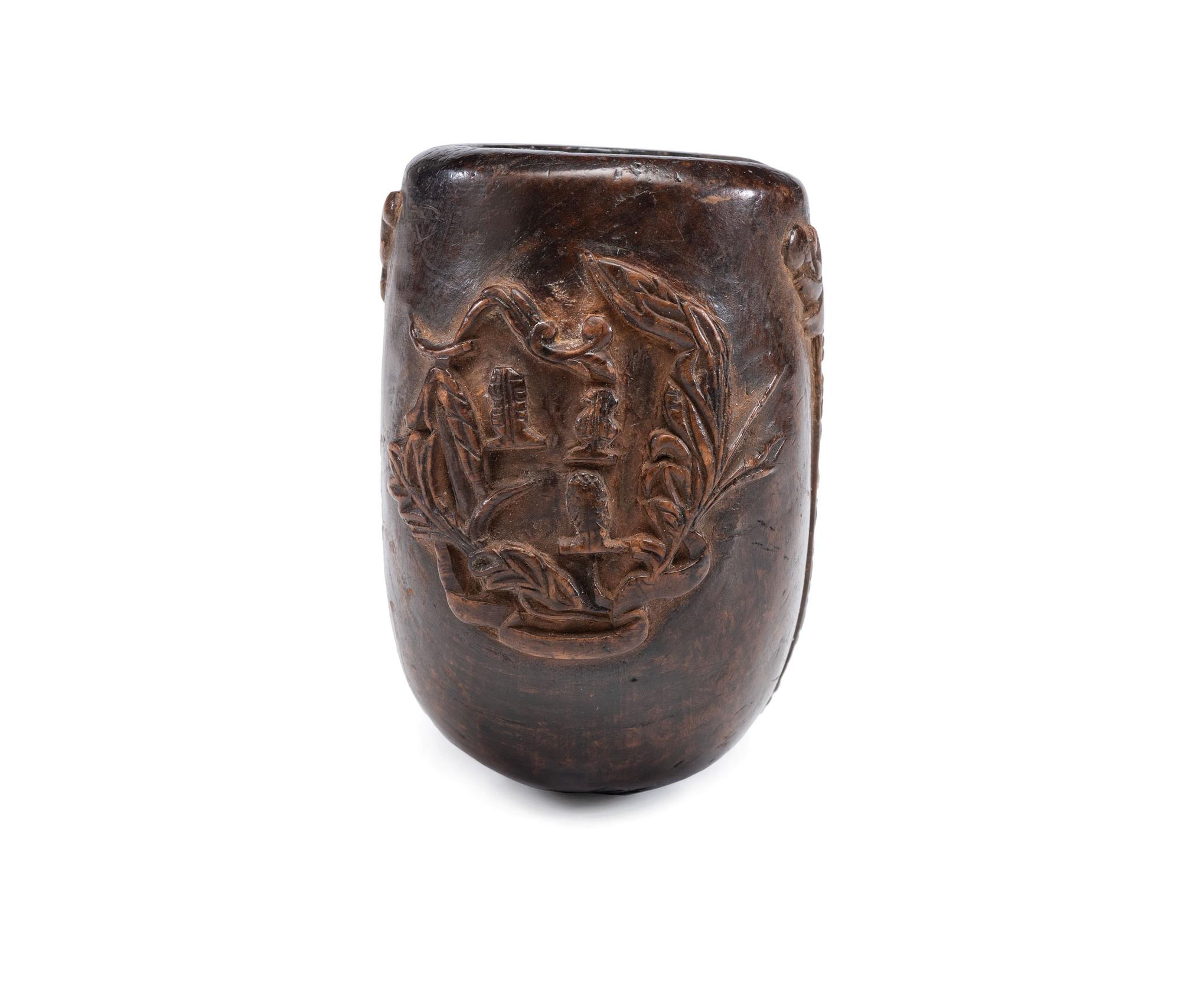 Captain George S. Benton, 5th Connecticut, KIA Chancellorsville. Folk art pipe carved at Stafford Court House, VA, 11 April 1863.