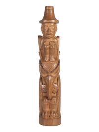 Carved Cedar Totem, with Copper Highlights