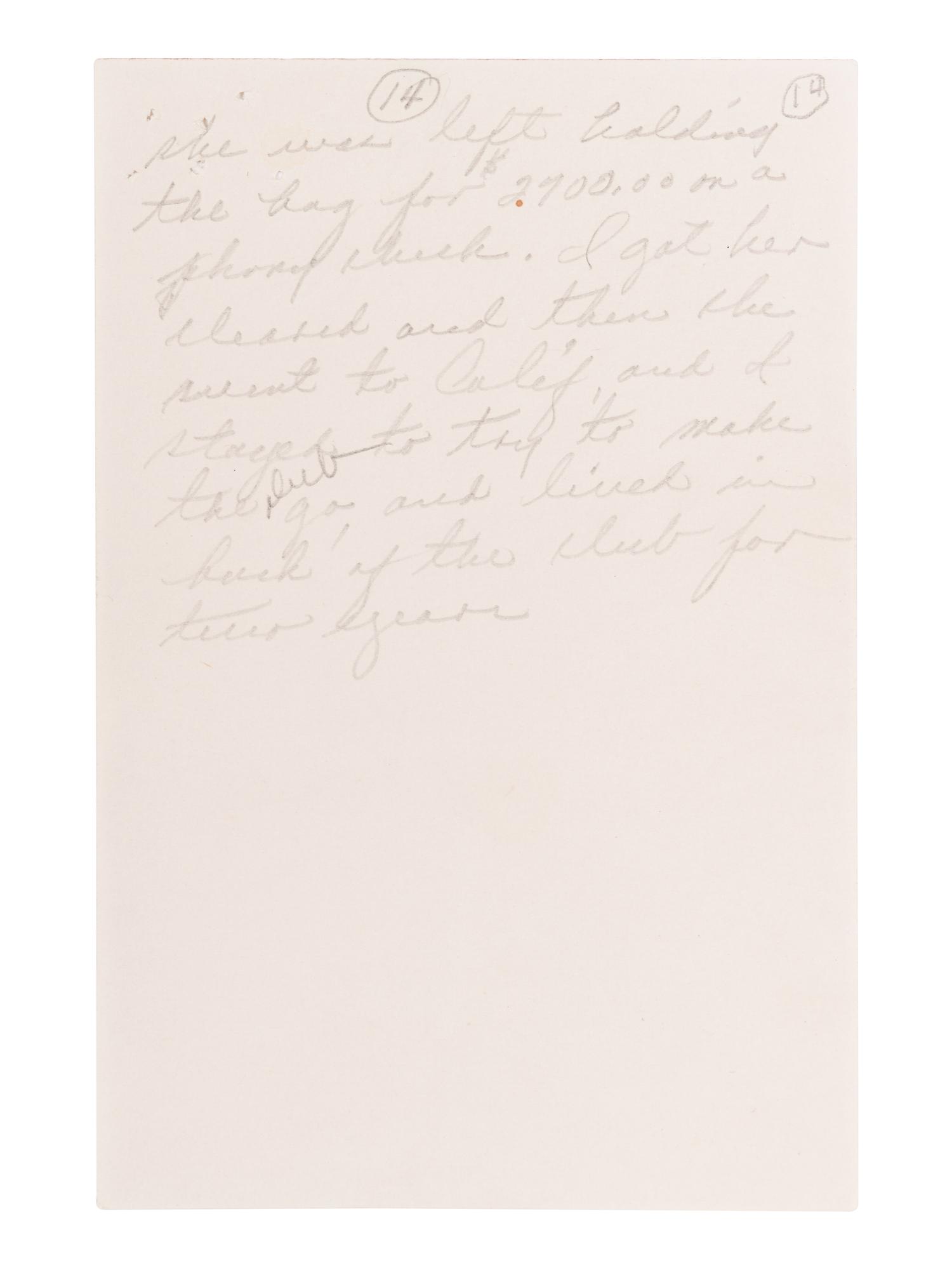 RUBY, Jack (1911-1967). Autograph manuscript signed (in the third person) written from his jail cell while incarcerated for the murder of Kennedy assassin Lee Harvey Oswald, [n.d., ca 1966].