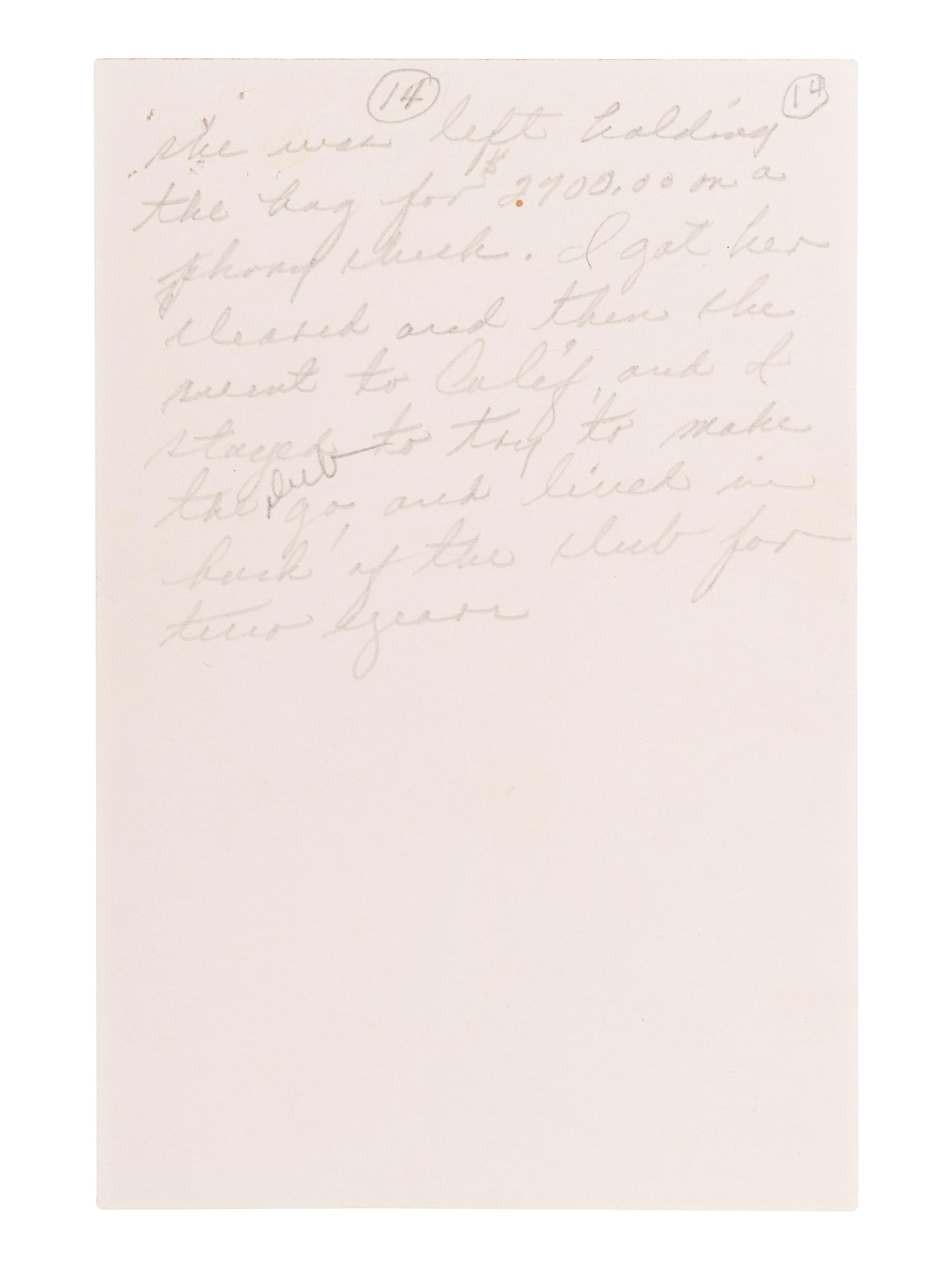 RUBY, Jack (1911-1967). Autograph manuscript signed (in the third person) written from his jail cell while incarcerated for the murder of Kennedy assassin Lee Harvey Oswald, [n.d., ca 1966].