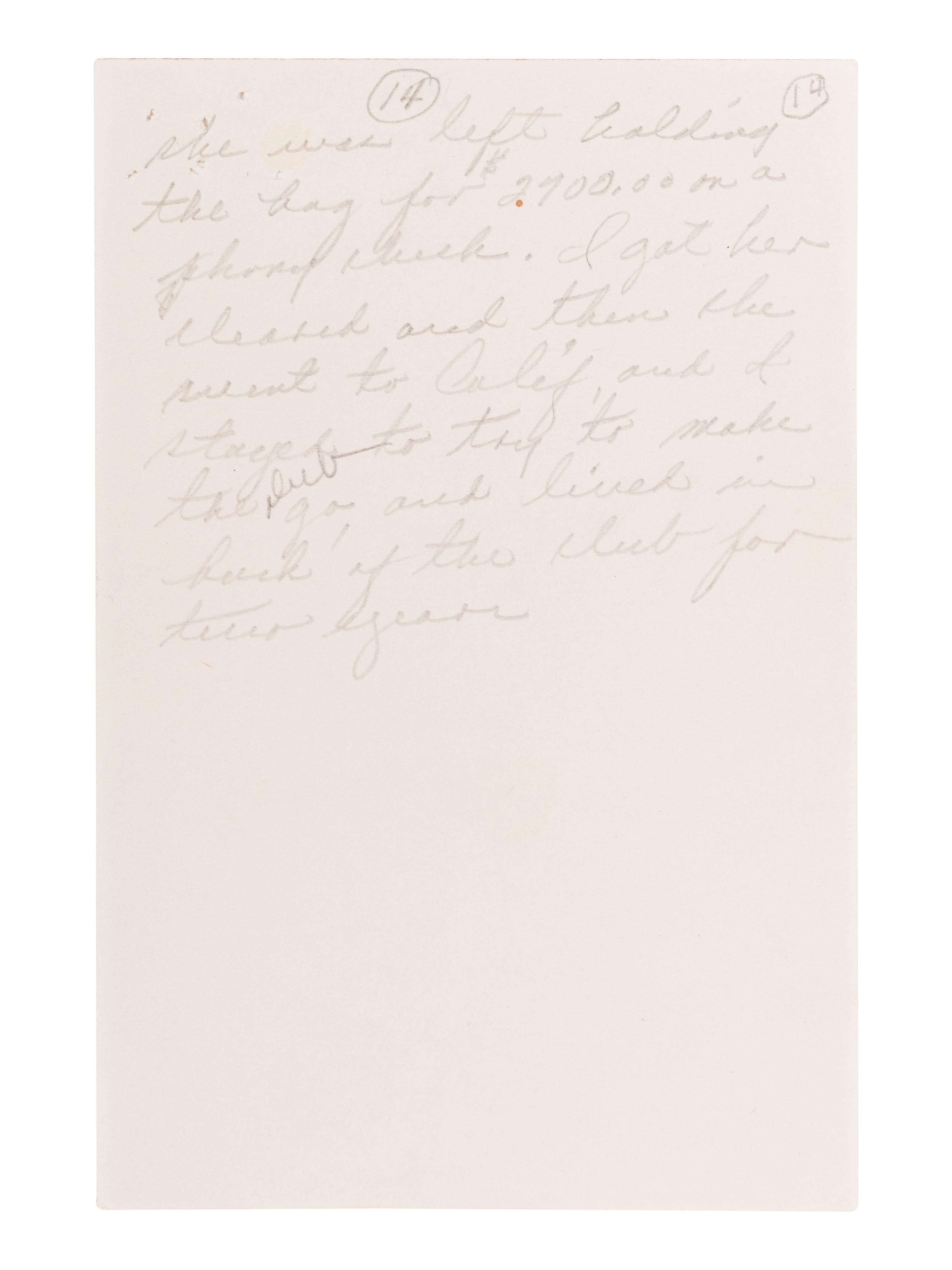 RUBY, Jack (1911-1967). Autograph manuscript signed (in the third person) written from his jail cell while incarcerated for the murder of Kennedy assassin Lee Harvey Oswald, [n.d., ca 1966].